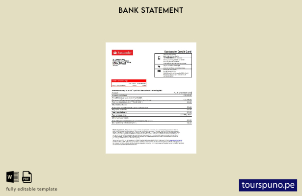 listo para imprimir plantilla de excel de página de extracto bancario de España 